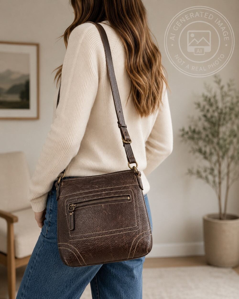 Coach‎ Vintage Brown Pebbled Leather Messenger Crossbody Bag Style H0651-10398